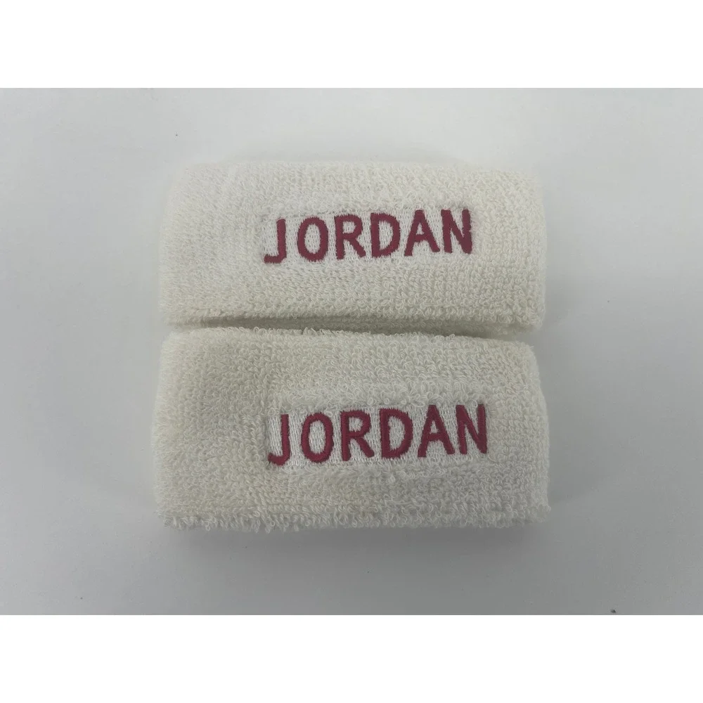 Jordan Jumpman Wristbands Pair White Burgundy Logo Athletic Sweatbands Mens OSFA